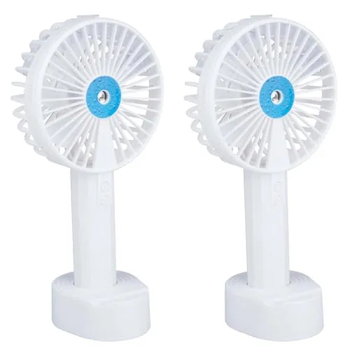 HAC24 2x Tragbarer Akku Sprühventilator Wiederaufladbar 3 Stufen Handventilator Mit Wasser Sprühnebel Hand Ventilator