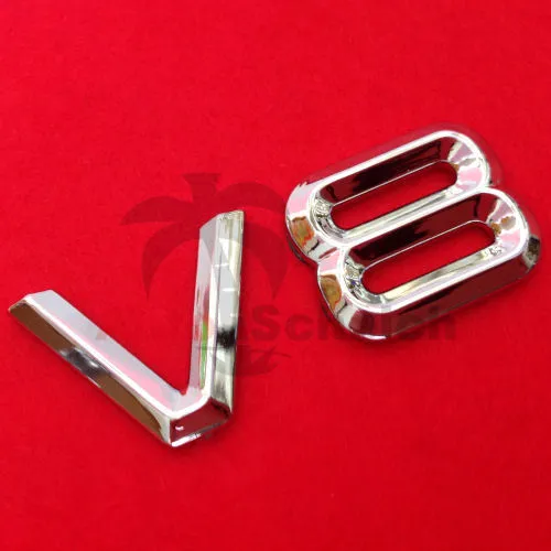 V8 Emblem Zeichen Chrom Schriftzug Auto Aufkleber Motorhaube Kotflügel Logo 3D