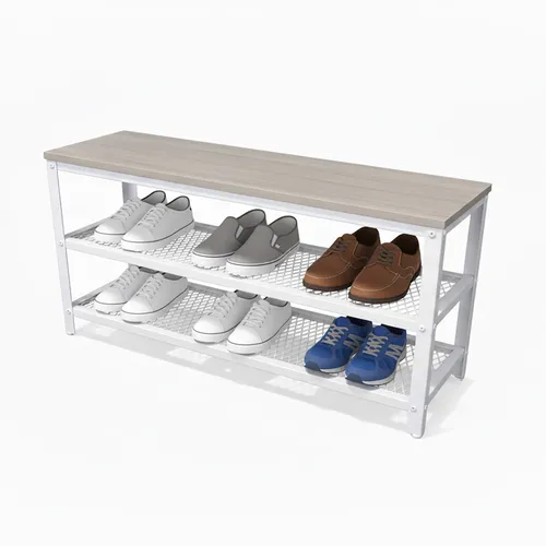 Relaxdays Schuhbank für 8 Paar Schuhe, skandinavisches Design