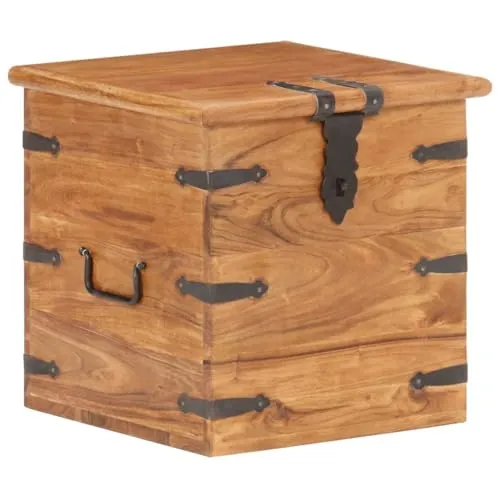 vidaXL Truhe 40x40x40 cm aus massivem Akazienholz - Sitzbänke mit viel Stauraum und einzigartiger Holzmaserung, ideal als Nachttisch und robust durch massives Akazienholz.