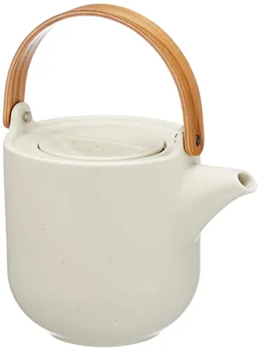 ASA coppa Teekanne mit Holzgriff – 1l Porzellan in Weiß von ASA