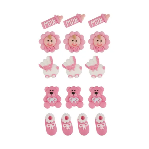 Günthart Tortendekor Taufe Tortenfigur 16 Zuckerfiguren ROSA