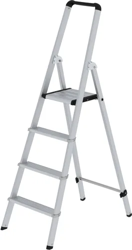 ML Stufen-Stehleiter einseitig begehbar Aluminium eloxiert 4 Stufen