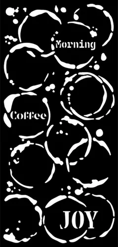 Stamperia Malschablone Schablone Furry Friends - Coffee Prints, 12 x 25 cm