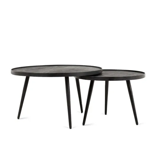 Couchtische Lena, 2er-Set - Schwarz - Couchtische aus massivem Mangoholz, stilvoll & vielseitig. Ideal für modernes Wohnen, flexibel einsetzbar und mit einzigartiger Maserung.