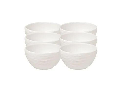 Villeroy & Boch Manufacture Rock Blanc Dipschälchen Set 6 - Set von 6 eleganten Dipschälchen aus mikrowellensicherem Porzellan, ideal für Snacks und Dips, spülmaschinenfest für einfache Reinigung.
