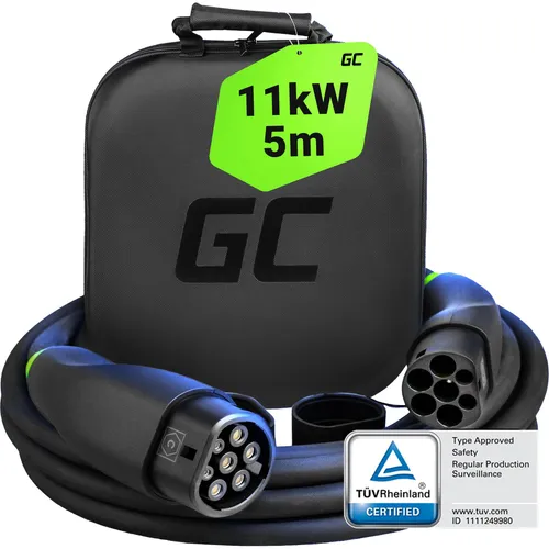 GreenCell EV Ladekabel Type 2, 11 kW, 5 m - E-Mobilität: Hochwertiges Elektroauto Ladekabel mit 11 kW Leistung, ideal für schnelles Laden unterwegs oder zu Hause.