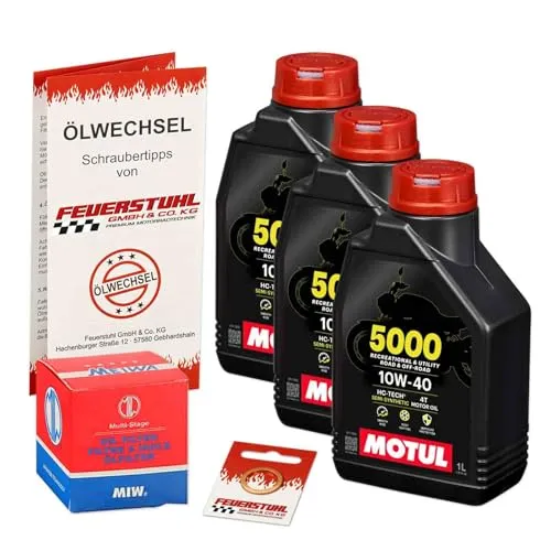 Produktbild Öl & Ölfilter für Honda CX 500, 1978-1982, Ölwechsel Set 10W-40 Motoröl + MiW Filter + Dichtring(e)