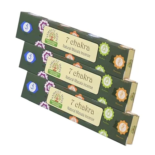 NKlaus 3X Räucherstäbchen 7 Chakra – 45g traditionelles indisches Räucherwerk, harmonisiert Körper & Geist, handgerollt, für Meditation & Energiearbeit