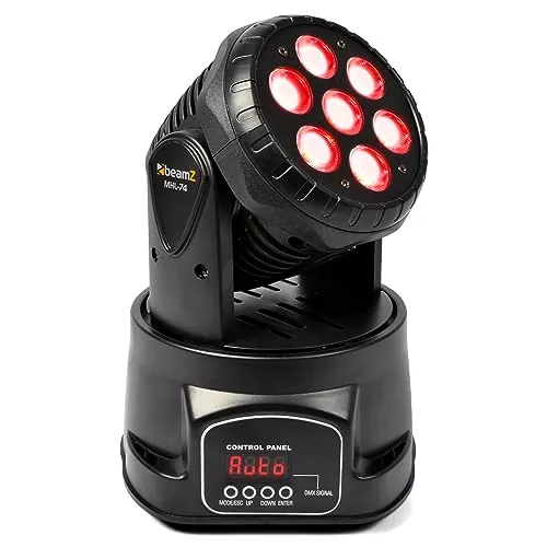 BEAMZ MHL74 Moving Head LED Disco Licht, mini Washer, RGBW Movinghead DMX, automatischer Modus, musikgesteuert Discolicht Partylicht, DJ, Clubs, Bars, Veranstaltungstechnik