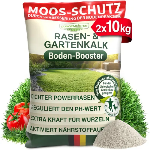 DÜNGEMEISTER Rasenkalk 20 kg – effektiver Gartenkalk zur pH-Optimierung - DÜNGEMEISTER Rasenkalk 20 kg verbessert die Bodenstruktur und fördert die Nährstoffaufnahme für einen gesunden Rasen. Ideal für die Anwendung im Frühjahr oder Herbst, unterstützt er die Pflege von Rasenflächen und Gärten.