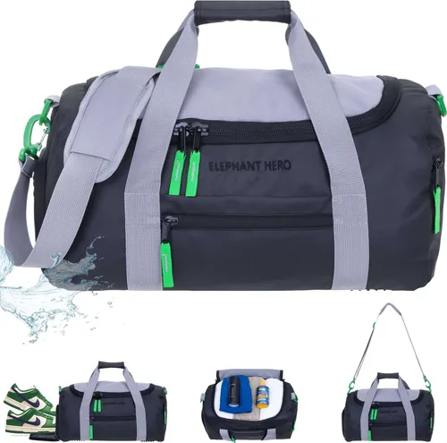Sporttasche klein Jungen Elephant Hero Signature Tasche Gym Freizeit Schuhfach 42 cm 18 L Schule bag Kindertasche 13046 Color Block Grau Grün