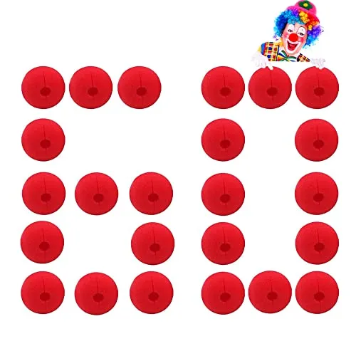QIUMING 60 Stücke clownsnasen rot Rot Clown Nase Clown Nase Rote schaumstoff clownsnase Erwachsene Accessoires für Halloween Weihnachten Kostüm Neuheit Karneval Zirkus Party Nase (1#)