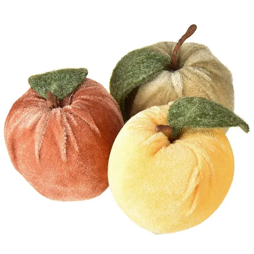 Deko Apfel Samt Kunstfrucht Herbstdeko Braun Gelb Ø7,5cm H9cm 9 St