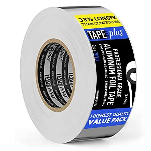 TapePlus Professionelles Aluminium Klebeband - Aluklebeband Hitzebeständig 50 mm x 64 Meter - Alu Tape für HLK zum Abdichten & Ausbessern Heißer und Kalter Lüftungskanäle - Metallreparaturen