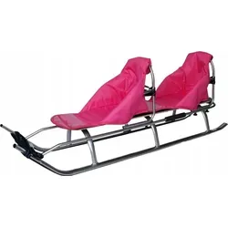 2in1 Kinder Duo Schlitten aus Aluminium mit Rückenlehne, Matrazen, LED für Kinder und Erwachsene 2 Personen Tragfähigkeit bis 100kg - Silber