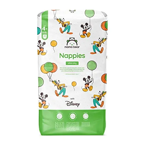 Amazon-Marke: Mama Bear Disney Ultra Dry-Windeln Größe 4+ (9-15 kg), Weiß, 80 Stück (1-er Pack)