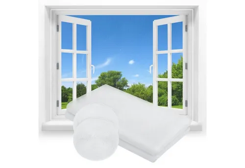 Fliegengitter Fenster 2 Stück Zuschneidbar 130x150cm Weiß