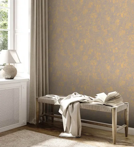 Vliestapete Patina Effekt Putz Optik Grau Gold Metallic 38969-1 (2,73€/1qm)