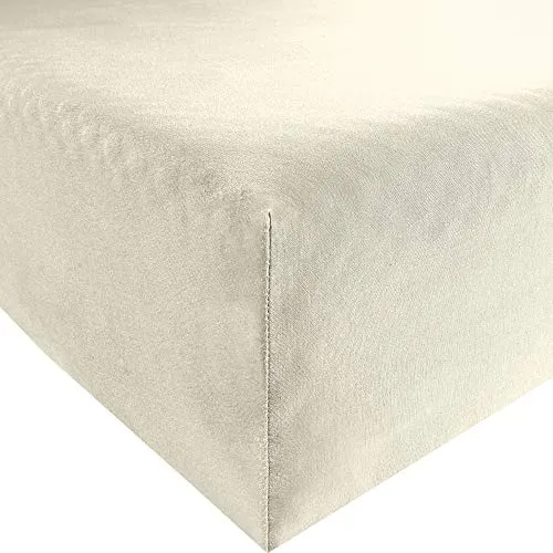 REDBEST Jersey-Stretch Spannbettlaken San Francisco 100% Baumwolle, Natur Größe 90x190 cm - 100x200 cm - weiche Qualität, bügelfrei, Rundumgummi, bis 20 cm Höhe