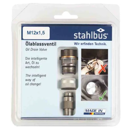 stahlbus Ölablassschraube mit Ventil M12x1.5x12mm - Ölwannen - Innovatives Ölablassventil für mühelosen Ölwechsel ohne Werkzeug, inklusive 40 cm Schlauch für einfachen Zugang.