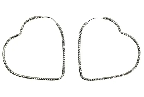 SILBERMOOS Damen Creolen Herz glänzend diamantiert aus 925 Sterling Silber - Ohrringe für Damen mit kunstvollem Herzdesign, gefertigt aus nickelfreiem 925er Sterlingsilber und mit einer besonderen diamantierten Oberfläche für intensives Funkeln.