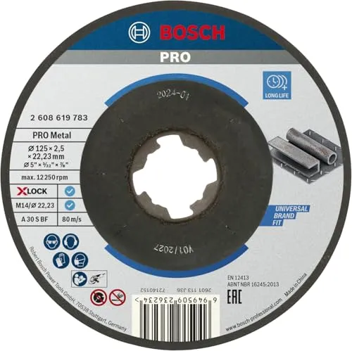 Bosch Professional 1x Standard for Metal X-LOCK Trennscheibe (für Metall, 125 x 2.5 x 22.23 mm, Gekröpft, Zubehör Winkelschleifer)