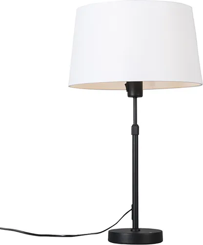 Verstellbare Tischleuchte Schwarz mit Weißem Schirm - Parte - Moderne Tischleuchte in Schwarz mit verstellbarer Höhe für optimale Beleuchtung. Perfekt für Wohnzimmer, Schlafzimmer oder Büro und schafft eine angenehme Atmosphäre.