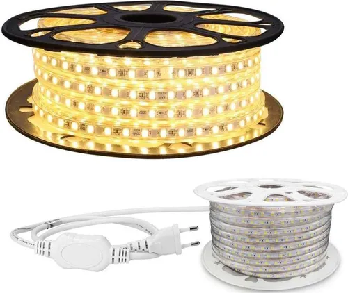 Aigostar LED Stripe 30m Warmweiß - LED Strip für Innen und Außen, 30 Meter lang, IP65 wasserdicht und ideal für stimmungsvolle Beleuchtung in jedem Raum oder Garten.
