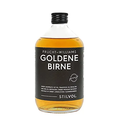 STILVOL. Frucht-Williams Goldene Birne | 500ml | 36% Alkohol | Premium Schnaps mit eingelegter Birne
