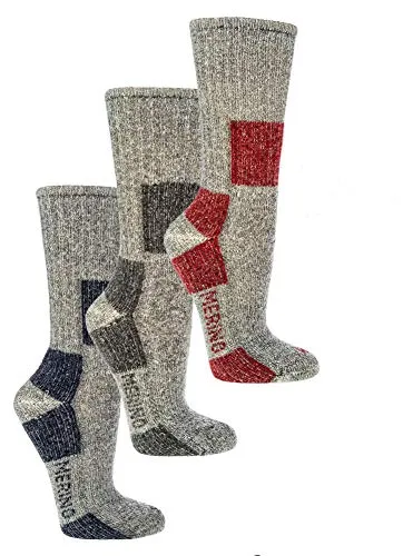 FussFreunde 2 Paar Trekkingsocken, Outdoorsocken mit 85% Merinowolle (Grau/Rot, 43/46)