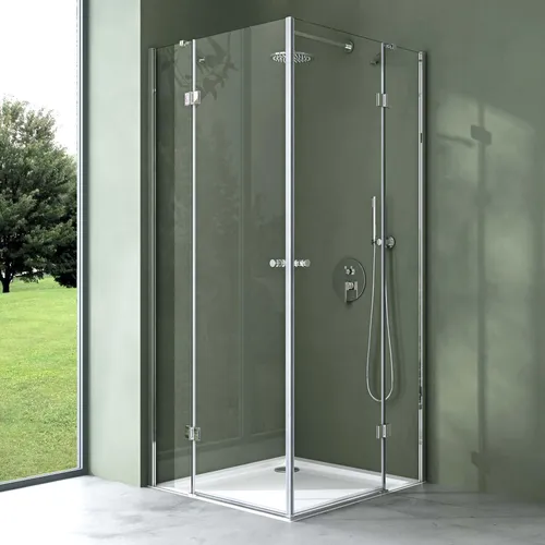 Mai & Mai Eckdusche Duschkabine mit NANO R01 - 80x80 cm - Eckduschen mit 2 Dreh-Türen, 6mm ESG-Sicherheitsglas und Lotuseffekt für einfache Reinigung. Ideal für modernes Badezimmerdesign und hohe Sicherheit.