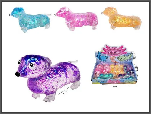 Piesek brokatowy do ściskania 11cm 4-kolory HIPO 5902447050394