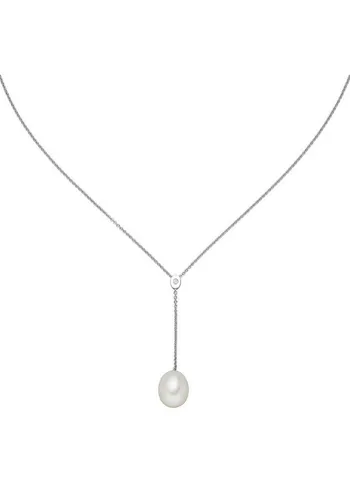 JOBO Kette mit Anhänger, 925 Silber mit Perle und Zirkonia 45 cm