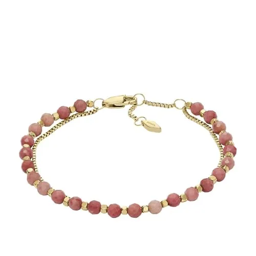 Fossil Damenarmband aus Edelstahl oder Messing, Hellrot - Armband für Damen aus rostfreiem Stahl, hochwertig poliert mit praktischem Karabinerverschluss für sicheren Halt und stilvolles Design.