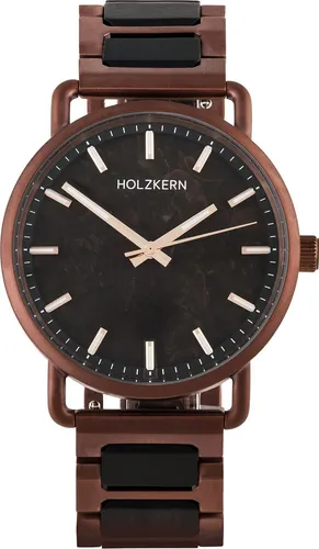 HOLZKERN Armbanduhr Quarz Espressino – Stilvolle Unisex-Uhr aus Holz und Edelstahl - Elegante Unisex-Armbanduhr mit Zifferblatt aus gemahlenen Kaffeebohnen und lumineszierenden Zeigern für beste Ablesbarkeit. Robustes Design mit hochwertigem Edelstahl und Ahornholz-Elementen, ideal für den Alltag.