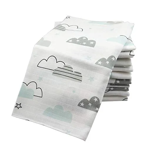 10x Spucktücher Mullwindeln Baby Baumwolle 80x70 cm | ÖKO-TEX - Mulltücher, 100% Baumwolle, extrem saugstark und ideal als Spucktuch, Wickelunterlage oder Stilldecke. ÖKO-TEX geprüft, pflegeleicht und immer weich für die empfindliche Babyhaut.