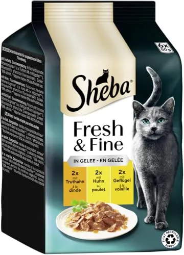 SHEBA® Portionsbeutel Multipack Fresh & Fine in Gelee mit Truthahn und Huhn 6 x 50g