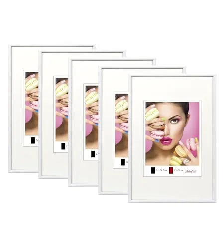 IDEAL TREND 2er 3er 5er Pack Photo Style Set Bilderrahmen Wanddeko Collage Poster Kunststoff Rahmen: Farbe: 5er Pack Weiß | Format: 30x30