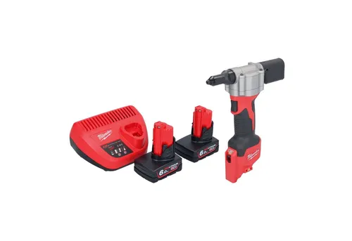 Milwaukee Blindnietzange M12 BPRT-602 mit 2x 6,0 Ah Akkus