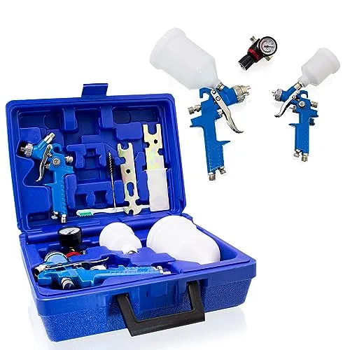 BITUXX HVLP Lackierpistolen 2er Set - Lackierpistolen-Set mit 250ml und 600ml Behältern, ideal für präzise Lackierungen mit 0,8mm und 1,4mm Düsen, perfekt für Heimwerker und Profis.