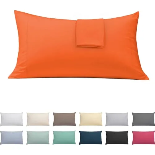 ECOMMERC3 Kopfkissenbezug für Bett 105 cm Baumwoll-Mix | Orange