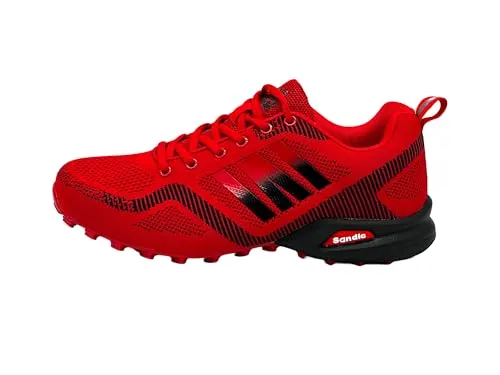 Ablovo® Damen Herren Sportschuhe Sneaker Turnschuhe Laufschuhe Freizeit Schuhe 36-46 (Rot-Schwarz, EU Schuhgrößensystem, Jugendliche, Herren, Numerisch, M, 37)