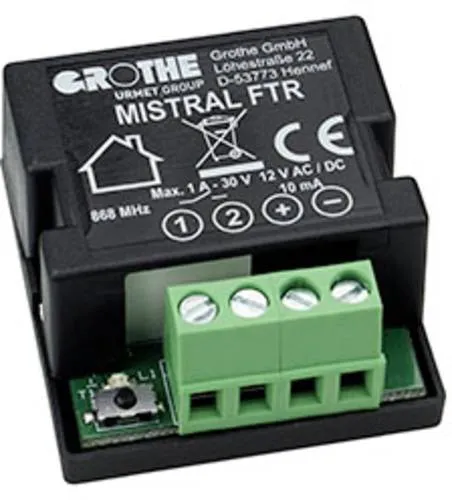 Grothe 43387 Funk-Türöffner Funkmodul - Signaltechnik: Mit einem Tastendruck die Haustür öffnen – das MISTRAL FTR steuert Ihren bestehenden Türöffner bequem und sicher.