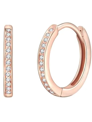 Rafaela Donata Paar Creolen aus rosévergoldetem Sterling Silber - Elegante Creolen aus hochglanzpoliertem Sterling Silber mit funkelndem Zirkonia, ideal für jeden Anlass und ein stilvolles Accessoire.