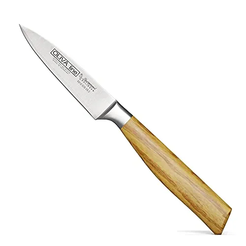 Burgvogel Spickmesser 9 cm aus Olivenholz - Küchenmesser mit 9 cm Klinge und ergonomischem Griff aus edlem Olivenholz für präzises Schneiden.