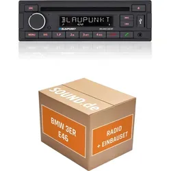 Autoradio Einbaupaket Blaupunkt Milano 200 BT passend für BMW 3er E46 + Bose + Business Schwarz | Bluetooth USB .