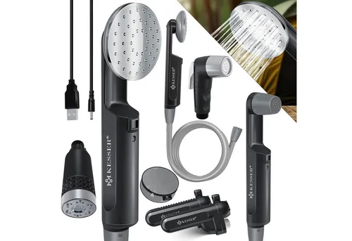 KESSER® Campingdusche mit Akku Tauchpumpe - Solarduschen für Camping und Outdoor, mit 2x 2200mAh Akku für bis zu 60 Minuten Duscherlebnis, ideal für Garten, Hundedusche und Autoreinigung.