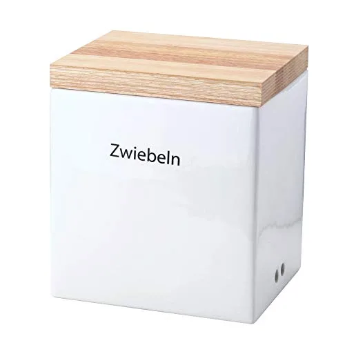 Continenta Vorratsdose mit Holzdeckel 18x15,5x20,5cm - Frischhaltedose aus hochwertiger Keramik mit Holzdeckel, ausgestattet mit Belüftungslöchern für optimale Frische und spülmaschinengeeignet für einfache Reinigung.