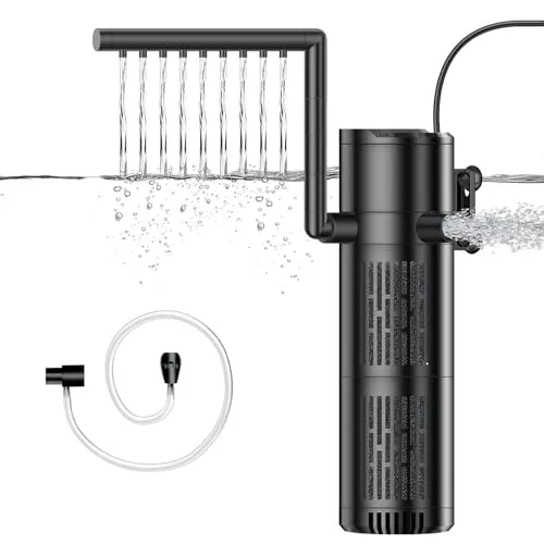 Aquarium Filter, 800L/H Einstellbarer Aquarium Innenfilter, 12W Leiser Filterpumpe Schwammfilter Aquariumfilter für 30L-200L Aquarien